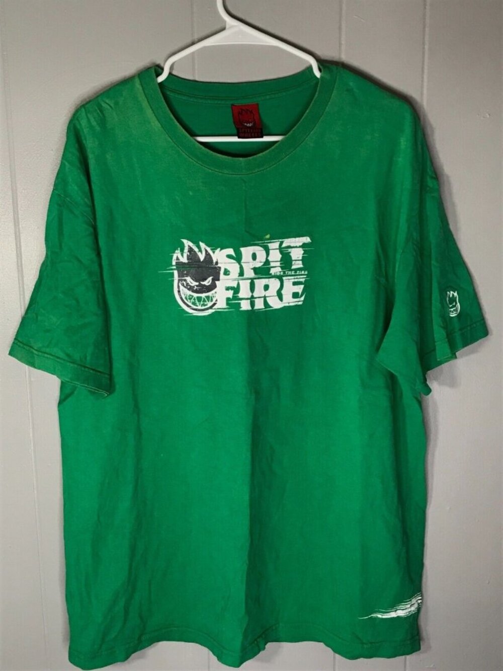 Vintage Spitfire Wheels Shirt Adult Large spellout Head Skater Mens USA
